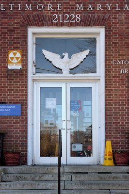 Catonsville Post Office entrance in Catonsville, Maryland.