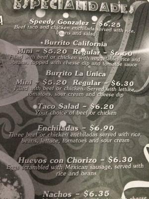 menu