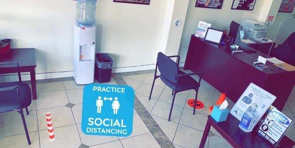 Practicing social distancing   To keep staff and clients safe