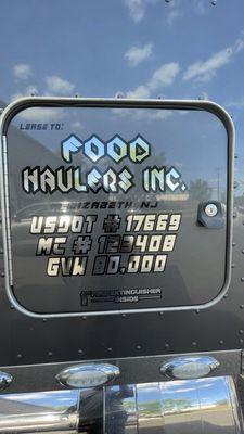 Truck lettering