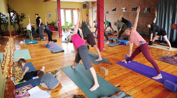 A yoga class