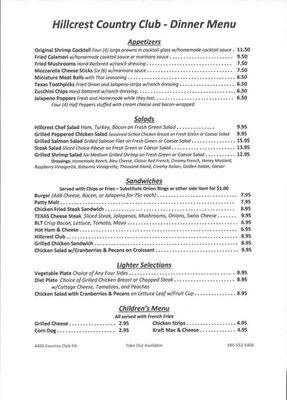 Dinner Menu Page 1 Summer 2017