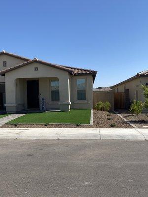 Front yard complete install, including synthetic turf 80V