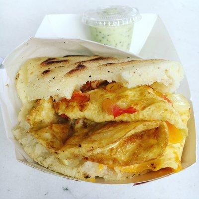 Egg and cheese arepa