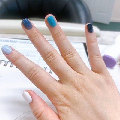 Variant Blue Color Gel Nails