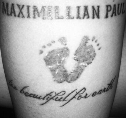 My sons footprints and name LOVE LOVE LOVE