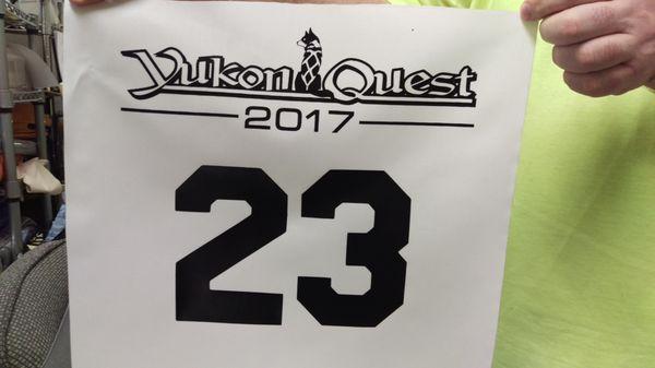 We do the numbers on the bibs for the Yukon Quest! - have been doing this for over 10years