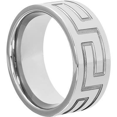 10mm Greek Key Tungsten Wedding Band https://www.forevermetals.com/carved-wedding-bands/glacier-continuous-greek-key-tungsten-band/