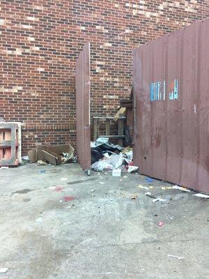 Trash all over the drive through.