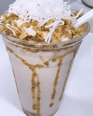 Try our Deluxe Shake, with extra protein and topped with granola & coconut.