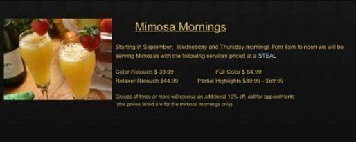 Mimosa Morning Makeovers wed & thurs 8am to noon