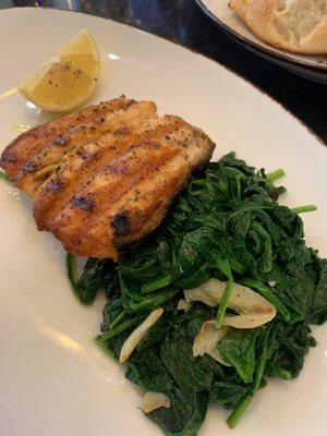 Grilled Salmon over Spinach