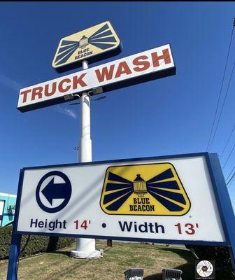 The Blue Beacon Sign and the Clearance limits of the Truck Wash