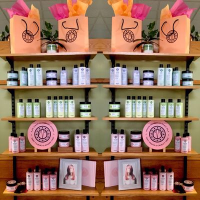 Retail lines include Aveda, Maria Nila, DevaCurl & Youngblood Mineral Cosmetics