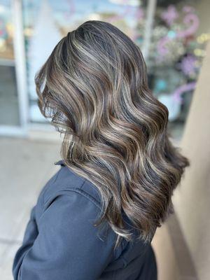 Balayage with ash tones