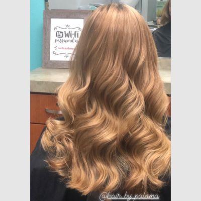 Golden blonde highlights