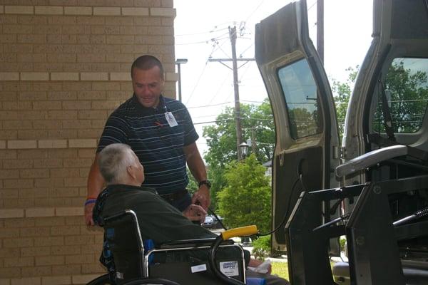 Shawn S., one of our drivers, we always get compliments on his kindness with our passengers.