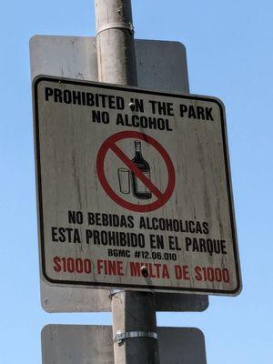 No alcohol in the park!