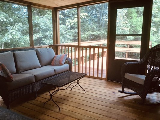 Sofa and rocking chair from store. They had table and foot stool to match if you want as well