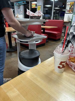 Robot delivers food