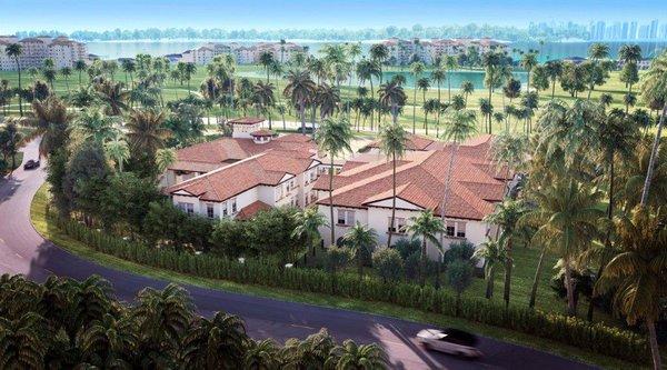 Aerial view of Fisher Island Day School, looking southwesterly.