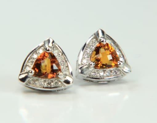 Citrine and diamond stud earrings