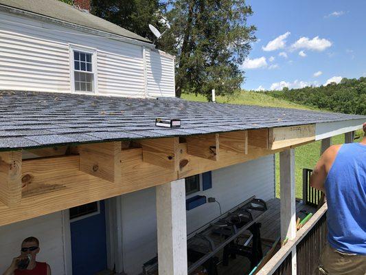 New roof over porch.