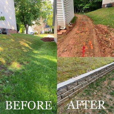 Small retaining wall laid.