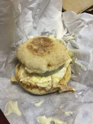 Amazing sausage, egg and cheese breakfast sandwich.