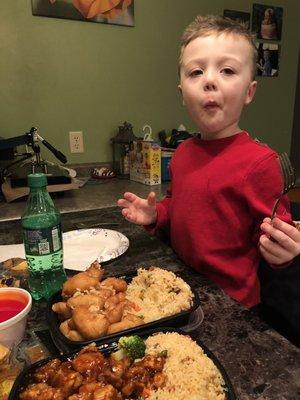 General Tao Chicken & Sweet&Sour Chicken! So good! Large portions, we are stuffed!!!! My favorite place to get take out Chinese!