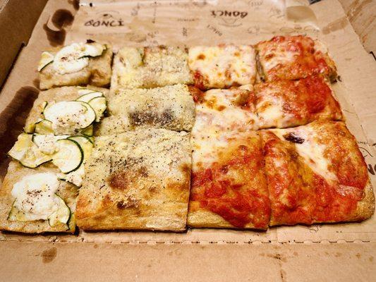 From left to right: Lemon ricotta zucchini, Cacio Pepe, Margarita