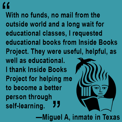 A quote from one of the inmates who receives books from IBP.