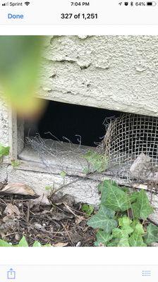 Rodent exclusion - sealing exterior vents .