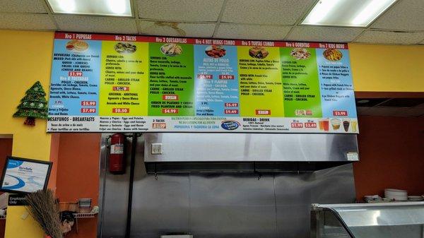 Menu for Pupuseria y Taqueria La Luna, inside the Exxon