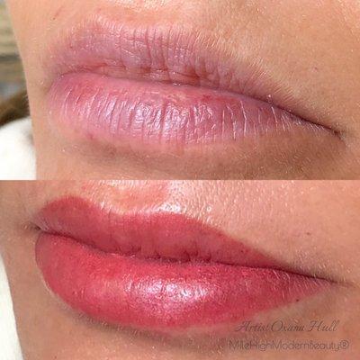 Permanent lip blush