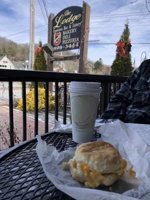 Egg and cheese on a biscuit