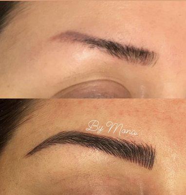 Microblading over old tattoo