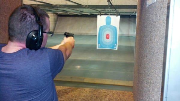 Me shooting at The Gun Room Indoor Range.