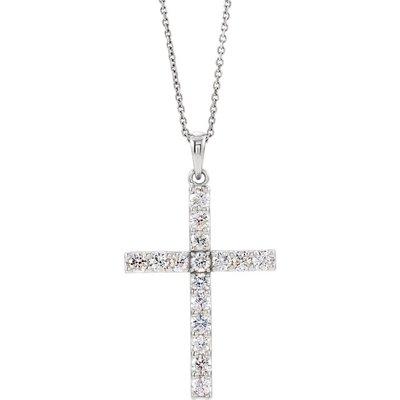 14k white gold diamond cross necklace