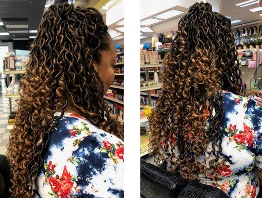 Lookin' like a GODDESS in those LOCS!! For this stunning look we used our Harlem 125 Kima hair ($6.99/pack) and crocheted in ($65+/service)