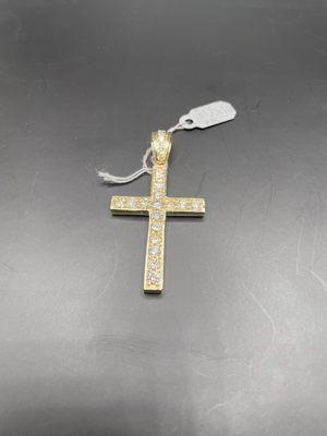 Men's 14k Yellow Gold Cross with 3.05ct Diamonds