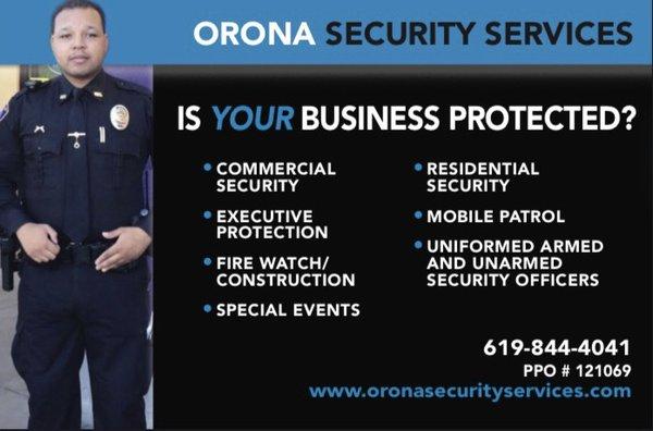 Security services we currently offer