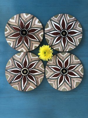 Handmade Mandala coasters in wood