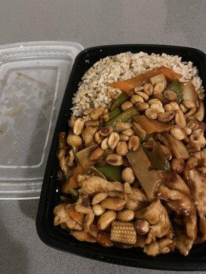 Kung pao chicken and brown rice