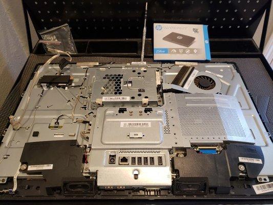 Hard drive upgrade to an SSD in a HP all in one.