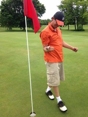 Jeff Marshall pumped up after his first hole in one!