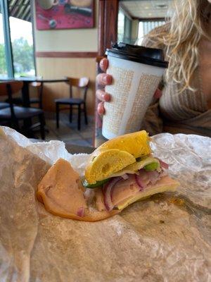 Bagel and latte