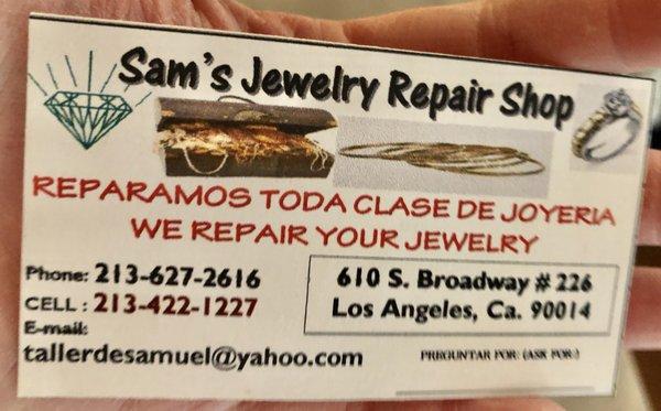 His actual business card for Repair Shop