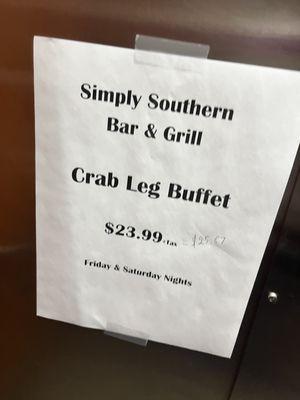 Crab Leg Buffet advertisement