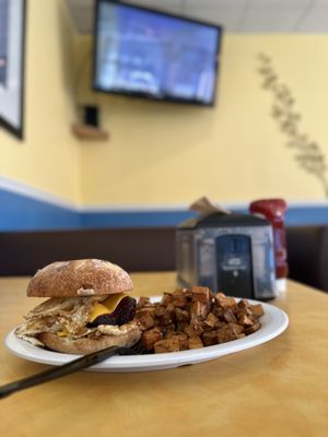 Smoked Sausage, Egg and Cheese Breakfast Sandwich Combo